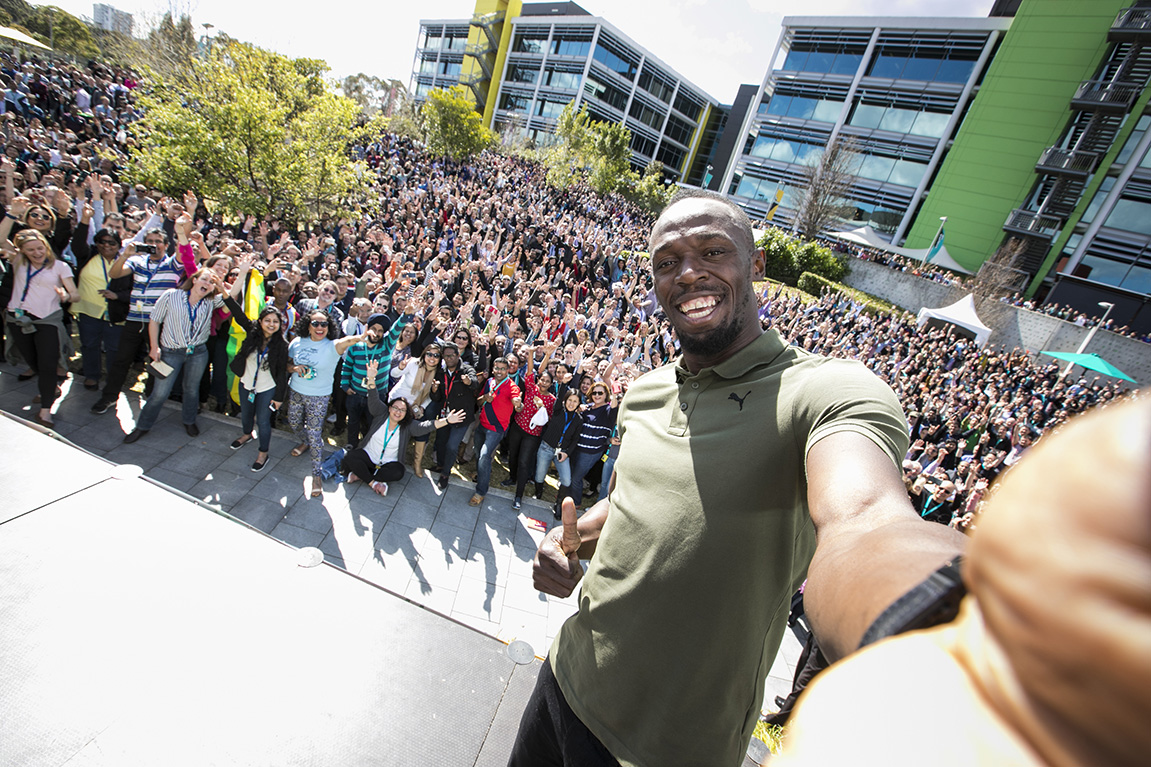 Optus - 'Bolt Day' - The big selfie during Usain Bolt's Sydney visit